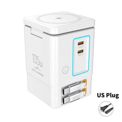 Experience Ultimate Convenience with the Gan 6-in-1 105W Magnetic Wireless Charger Stand - Fast Charge Your iPhone 16, 15, 14, 13, and AirPods Effortlessly!